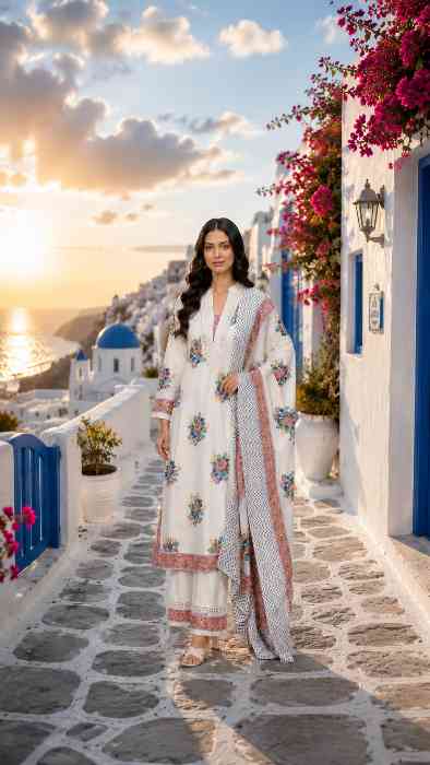 Women's Pure Cotton Printed Straight Kurta Set with Palazzo Pants & Dupatta